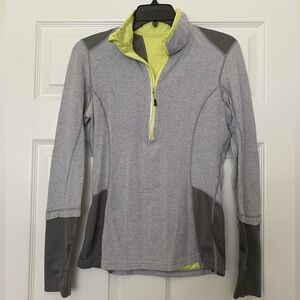 MPG Women’s Half Zip Athletic Shirt | Size Small | Gray & Citron